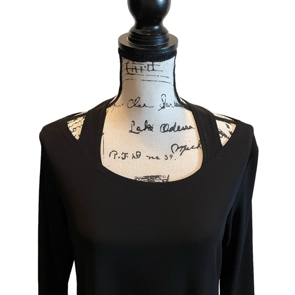 Clara Sun Woo Tunic Dress cut out Black Size Small 3/4 sleeves stretch NWOT - Picture 2 of 8